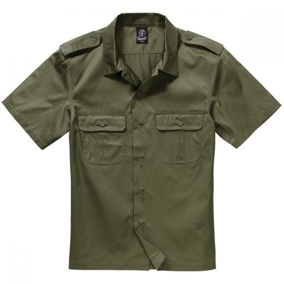 Camisa de Manga Curta Brandit US - Verde-Azeitona