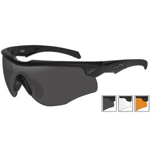 Wiley X WX Rogue Comm Glasses - Smoke Grey + Clear + Light Rust Lens / Matte Black Frame