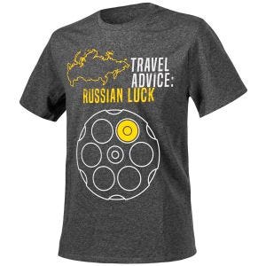 T-Shirt Helikon Travel Advice: Russian Luck - Melange Black-Grey