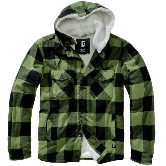 Casaco Brandit Lumber Hooded - Preto/Verde-Azeitona