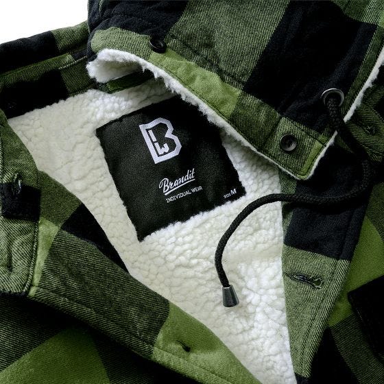 Casaco Brandit Lumber Hooded - Preto/Verde-Azeitona