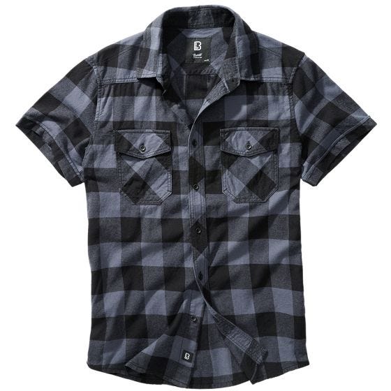 Camisa de manga curta Brandit Half Sleeve Check - Preto/Cinza