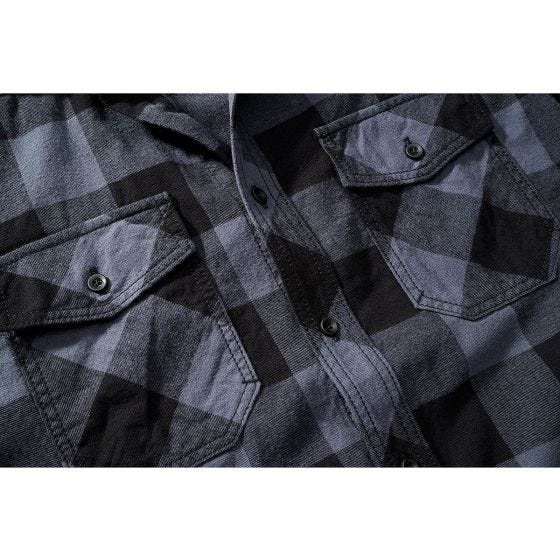 Camisa de manga curta Brandit Half Sleeve Check - Preto/Cinza