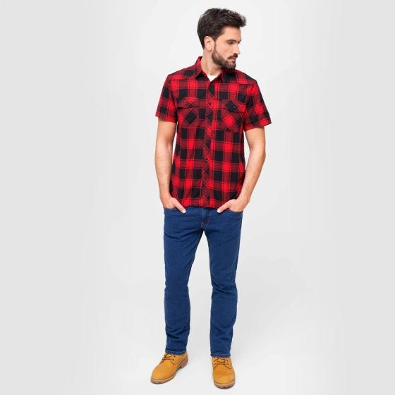 Camisa de manga curta Brandit Half Sleeve Check - Vermelho/Preto
