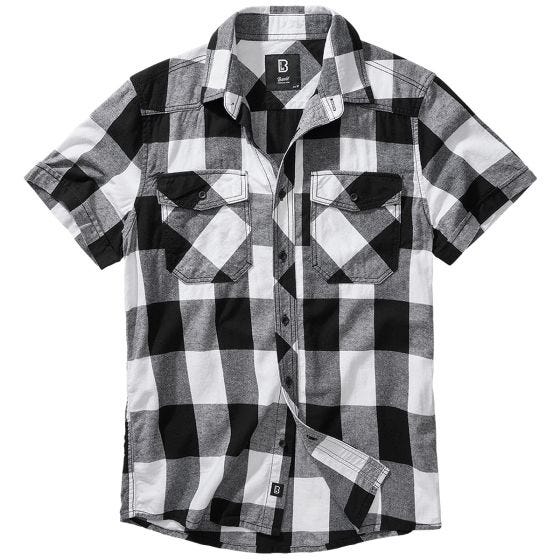 Camisa de manga curta Brandit Half Sleeve Check - Branco/Preto
