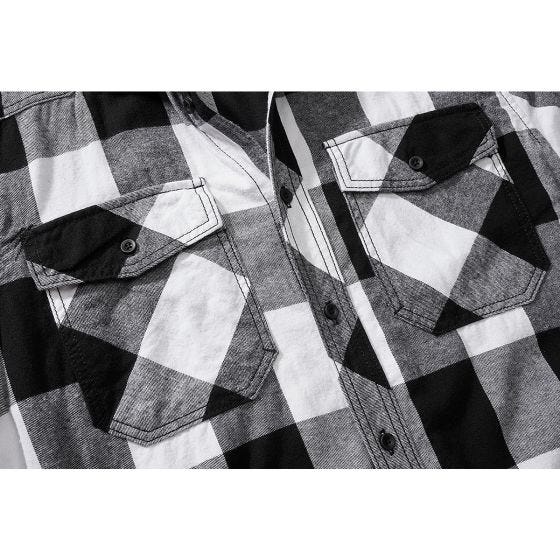 Camisa de manga curta Brandit Half Sleeve Check - Branco/Preto