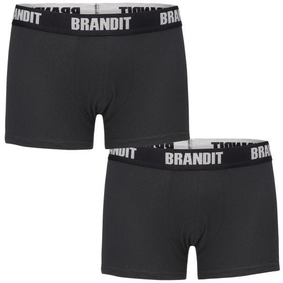 Boxers Largos Brandit Logo Pacote de 2 - Preto/Preto