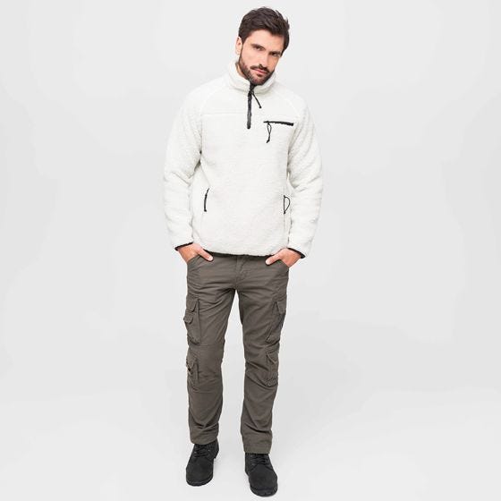 Casaco Brandit Teddyfleece Troyer - Branco