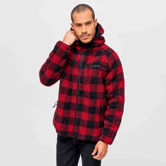 Casaco Brandit Teddyfleece Worker - Vermelho/Preto