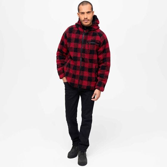 Casaco Brandit Teddyfleece Worker - Vermelho/Preto