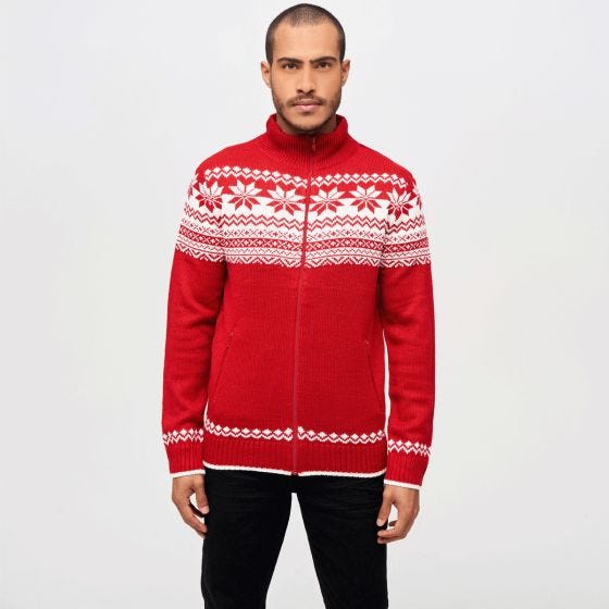 Camisola Brandit Cardigan Norweger - Vermelho