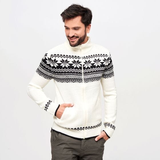 Camisola Brandit Cardigan Norweger - Branco