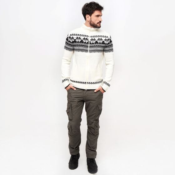 Camisola Brandit Cardigan Norweger - Branco