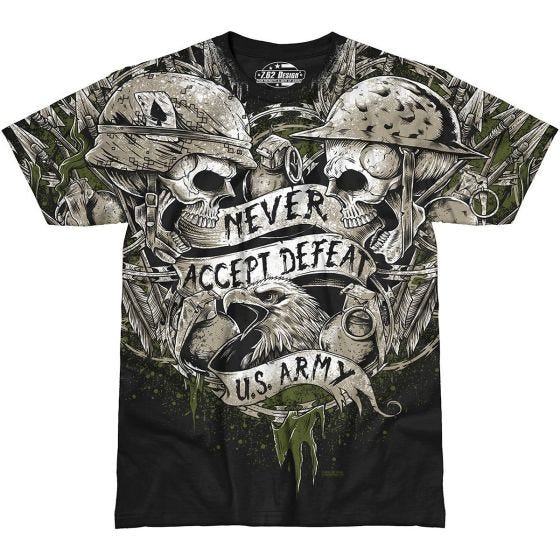 T-Shirt 7.62 Design Army Never Accept Defeat Preto