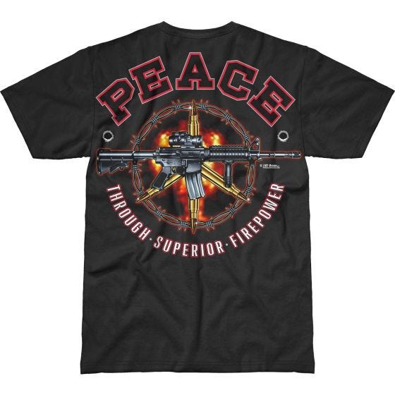 T-Shirt 7.62 Design Peace Through Superior Firepower Battlespace Preto
