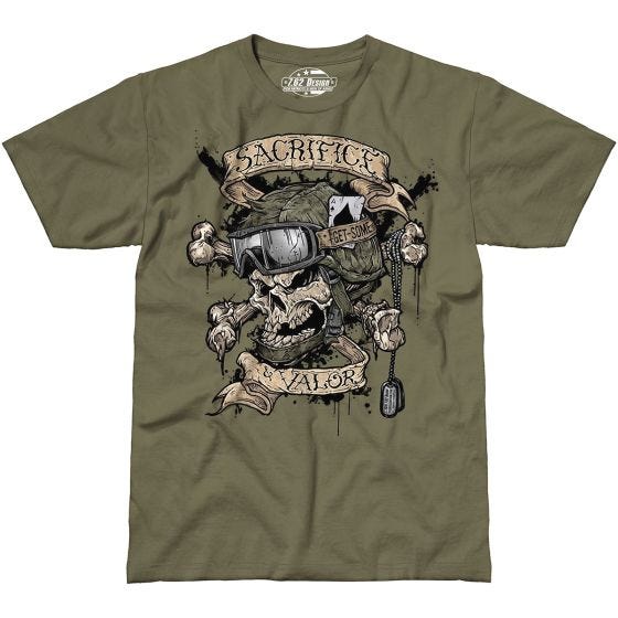 T-Shirt 7.62 Design Sacrifice & Valor Military Green