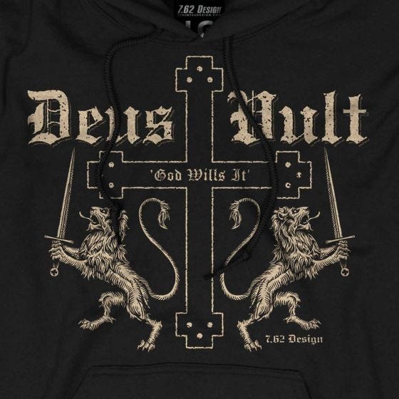 Camisola com Capuz 7.62 Design Deus Vult Preto