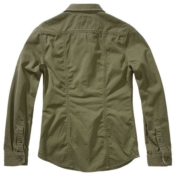 Camisola manga comprida Brandit Mulher Vintage - Verde-Azeitona
