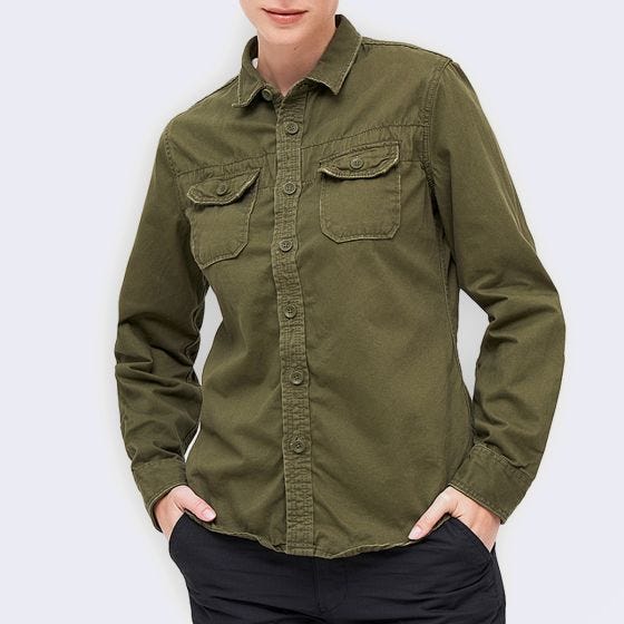 Camisola manga comprida Brandit Mulher Vintage - Verde-Azeitona