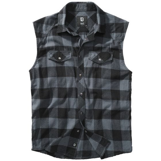 Camisa ao xadrez Brandit Sleeveless - Preto/Cinza