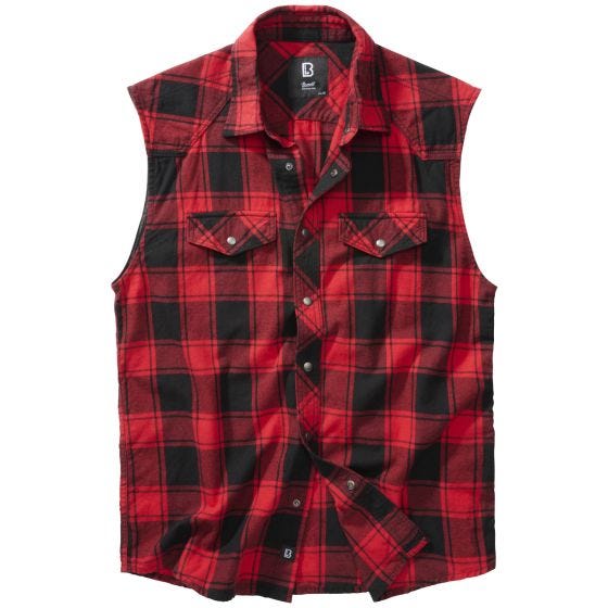 Camisa ao xadrez Brandit Sleeveless - Vermelho/Preto