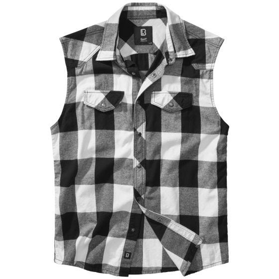 Camisa ao xadrez Brandit Sleeveless - Branco/Preto