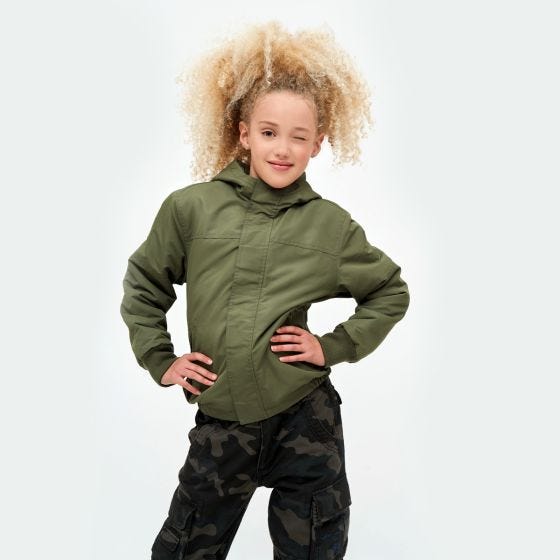 Casaco Brandit Crianças Windbreaker Front Zip - Verde-Azeitona
