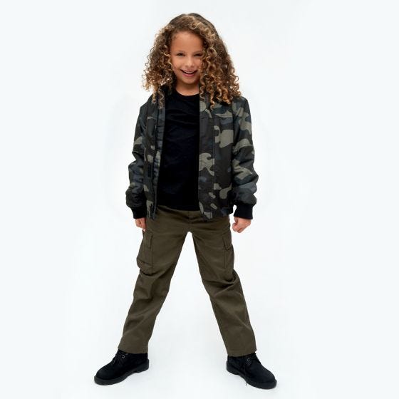 Casaco Brandit Crianças Windbreaker Front Zip - Dark Camo