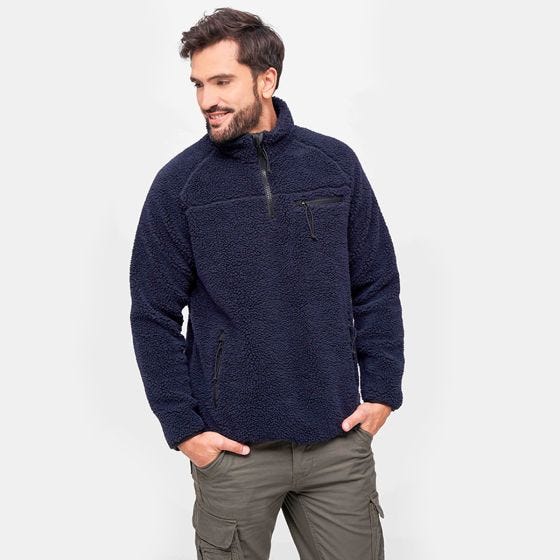 Casaco Brandit Teddyfleece Troyer - Navy