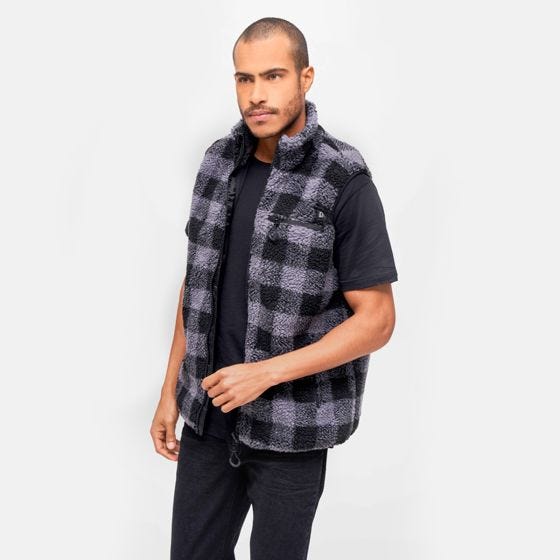 Colete Brandit Teddyfleece Worker - Preto/Cinza