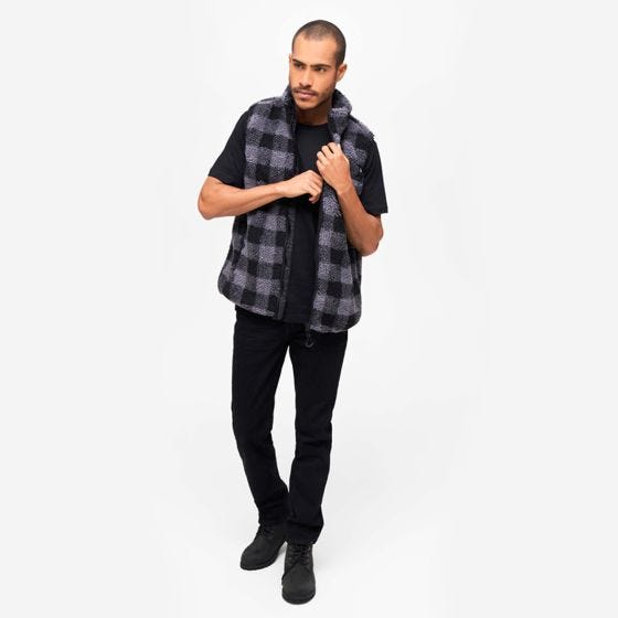 Colete Brandit Teddyfleece Worker - Preto/Cinza