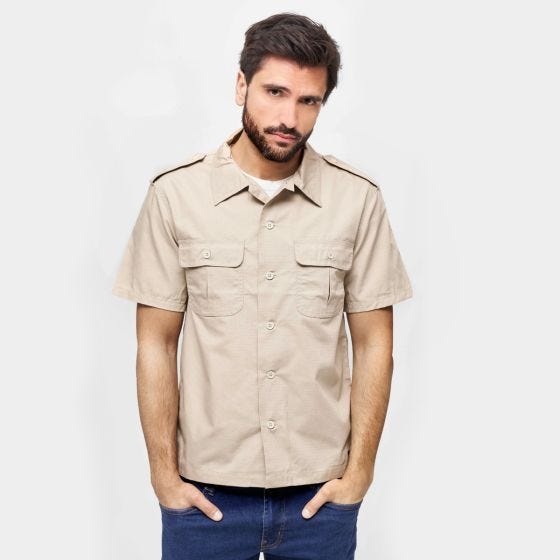 Camisa de manga curta Brandit US Ripstop - Bege