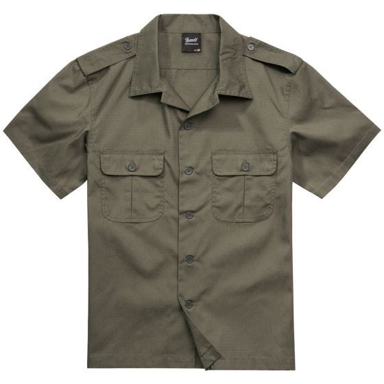 Camisa de manga curta Brandit US Ripstop - Verde-Azeitona