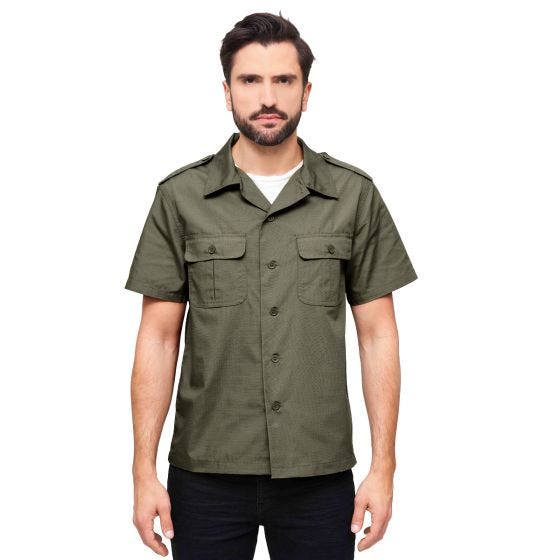Camisa de manga curta Brandit US Ripstop - Verde-Azeitona