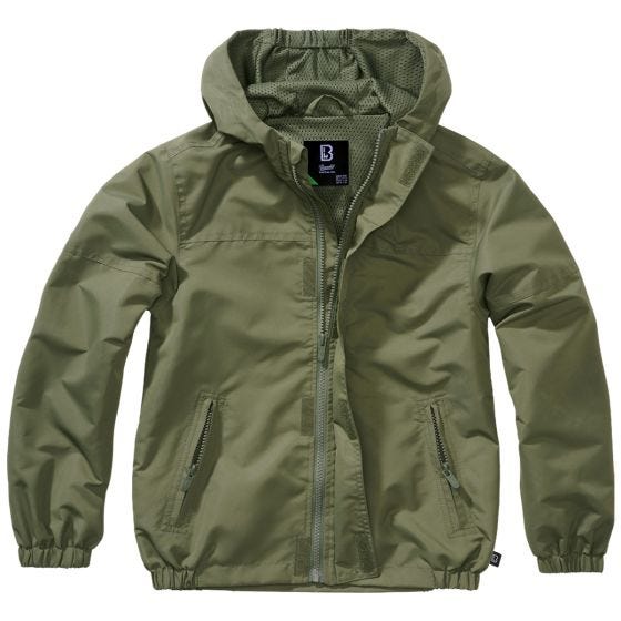 Casaco Brandit Crianças Summer Windbreaker Front Zip - Verde-Azeitona