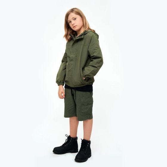 Casaco Brandit Crianças Summer Windbreaker Front Zip - Verde-Azeitona
