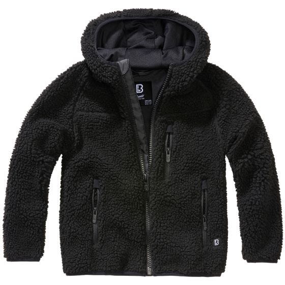 Casaco com capuz Brandit Crianças Teddyfleece - Preto