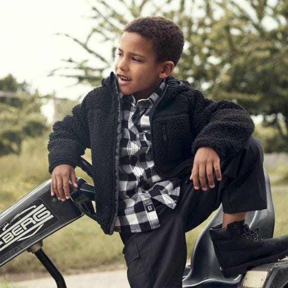 Casaco com capuz Brandit Crianças Teddyfleece - Preto
