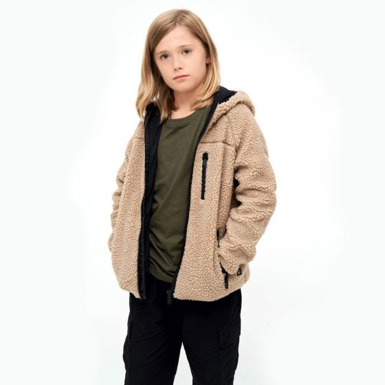 Casaco com capuz Brandit Crianças Teddyfleece - Camel