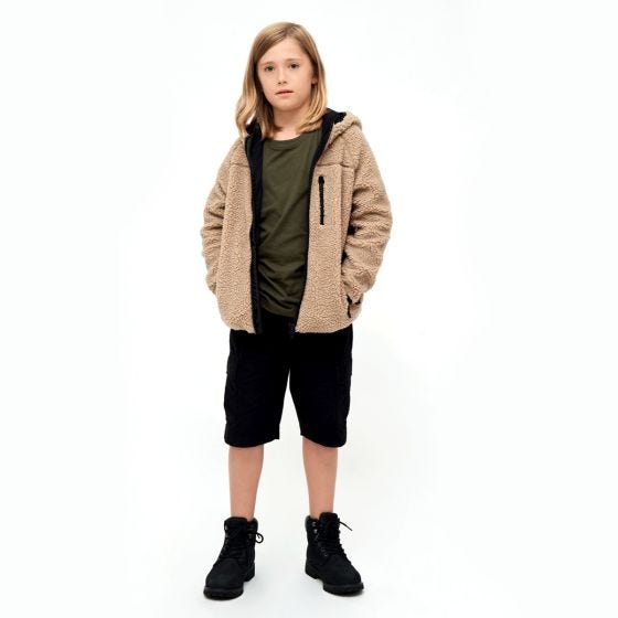 Casaco com capuz Brandit Crianças Teddyfleece - Camel