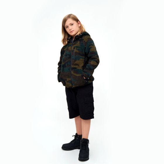 Casaco com capuz Brandit Crianças Teddyfleece - Woodland