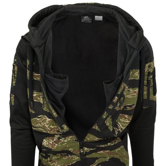 Camisola com capuz com fecho integral Helikon Rogue - Preto/Tiger Stripe