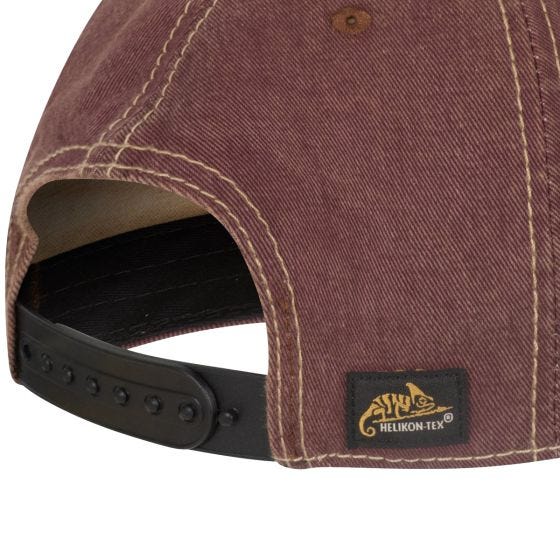 Boné com regulador de plástico Helikon - Dirty Washed Maroon / Dirty Washed Black D