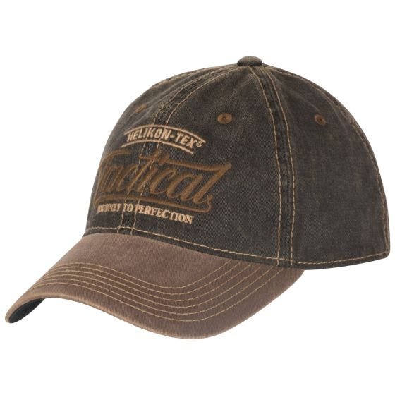 Boné com regulador de plástico Helikon Tactical - Dirty Washed Black / Dirty Washed Brown D