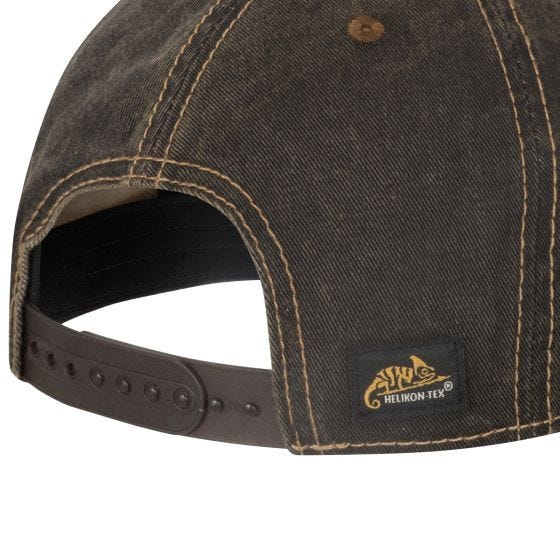 Boné com regulador de plástico Helikon Tactical - Dirty Washed Black / Dirty Washed Brown D