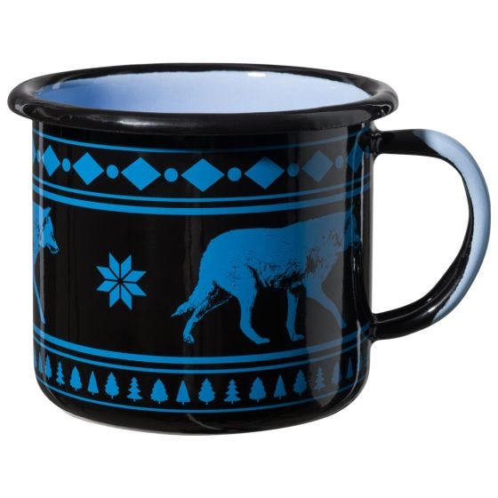 Caneca Helikon Wolf Enamel 350 ml - Preto