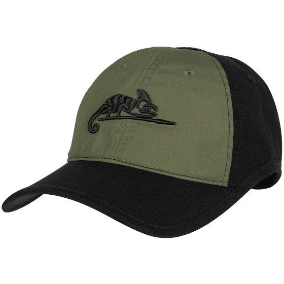 Boné Helikon Logo Ripstop de Polialgodão - Preto/Verde Azeitona
