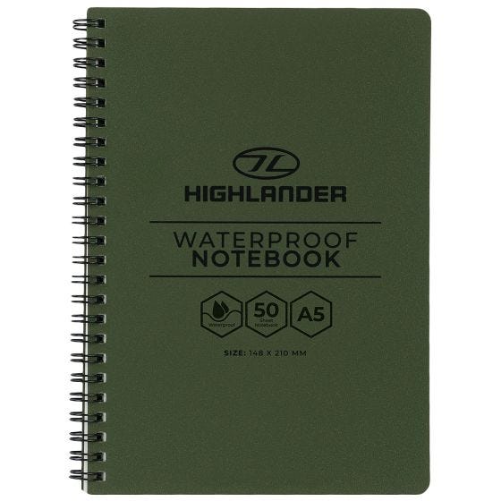 Bloco de notas impermeável Highlander Forces A5 - Verde-Azeitona