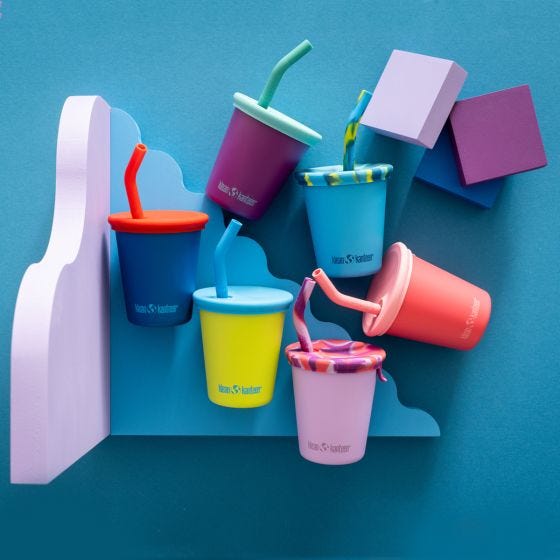 Caneca Klean Kanteen Kids 295ml w/Straw Lid - Mykonos Blue