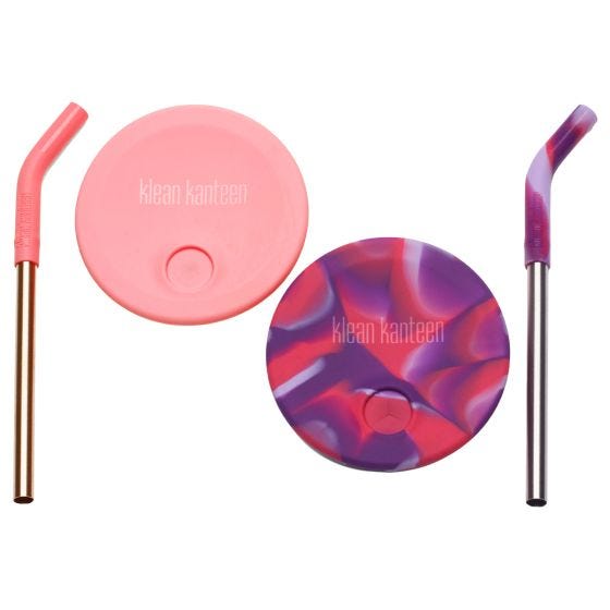 Klean Kanteen Kid's Cup Straw Lid 2-Pack - Rosa/ Rosa Tie Dye